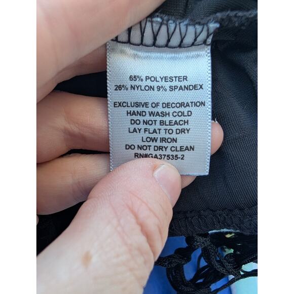 Monteau Womens bell sleeve velvet top S black geometric tassels boho Whimsigoth - Picture 7 of 7